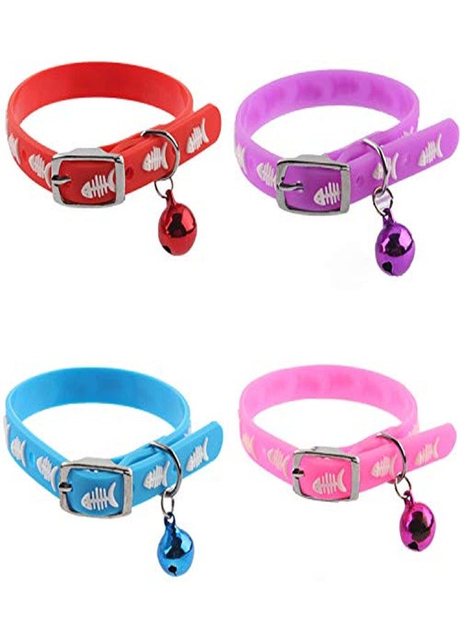 THE DDS STORE Adjustable Multiple Colors Superb Style Pet Dog Rubber Silicone Cat Collar with Bell Puppy Collar Training Collar ---(RED) - Image 1